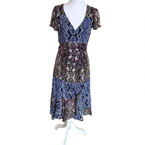 Parker | Dresses | Parker 0 Silk Multicolor Snake Print Midi Dress |  Poshmark
